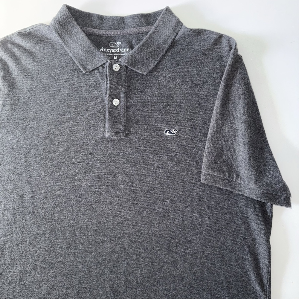 Vineyard Vines Polo Shirt Men's M Grey Preppy Stretch Whale Logo